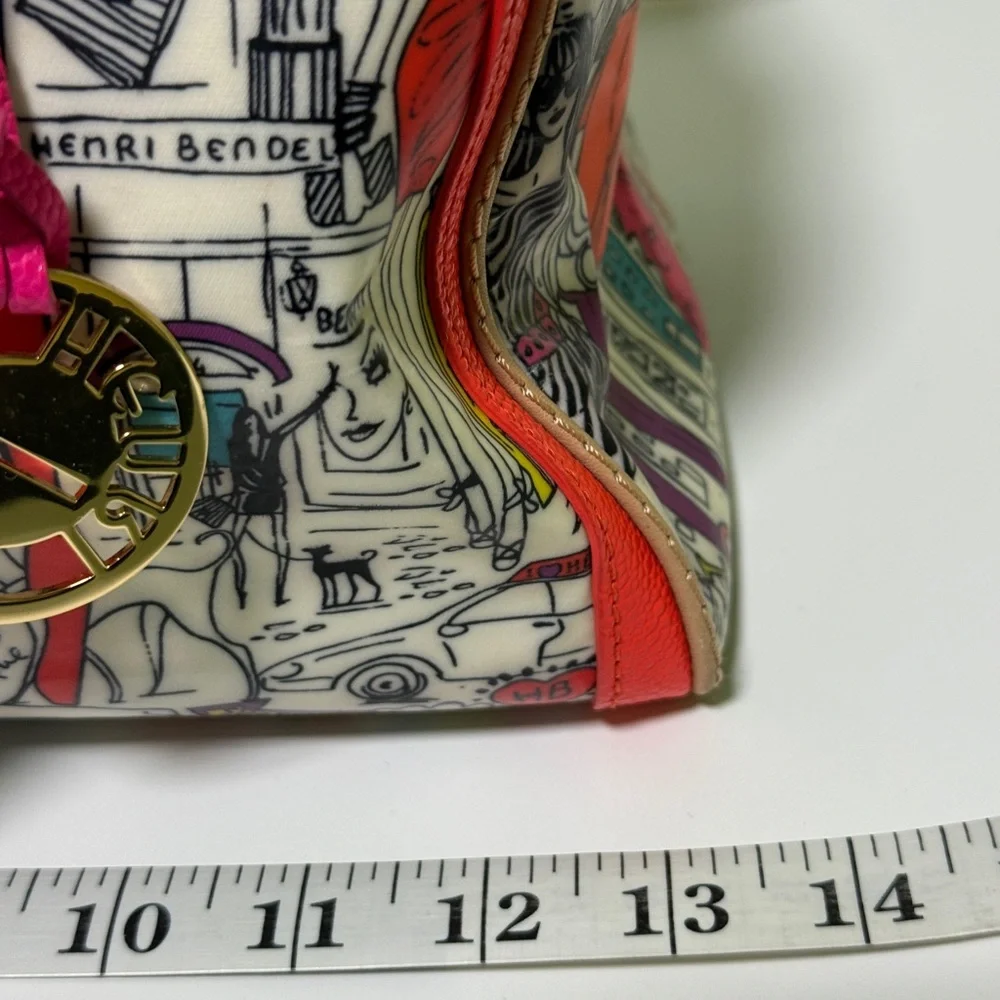 Henri Bendel Pink and Orange Satchel with Graphic Design - Picture 13 of 16